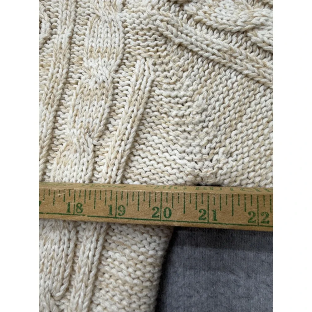 Vintage Montgomery Ward Sweater Mens Large Beige Cable Knit Crewneck Pullover